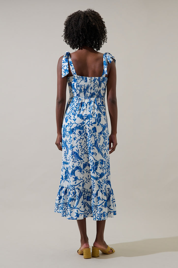 Ciela Floral Baker Tie Strap Midi Dress