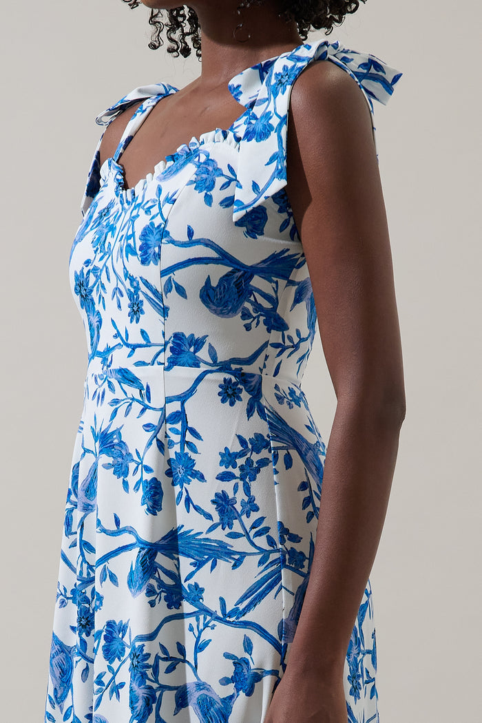 Ciela Floral Baker Tie Strap Midi Dress