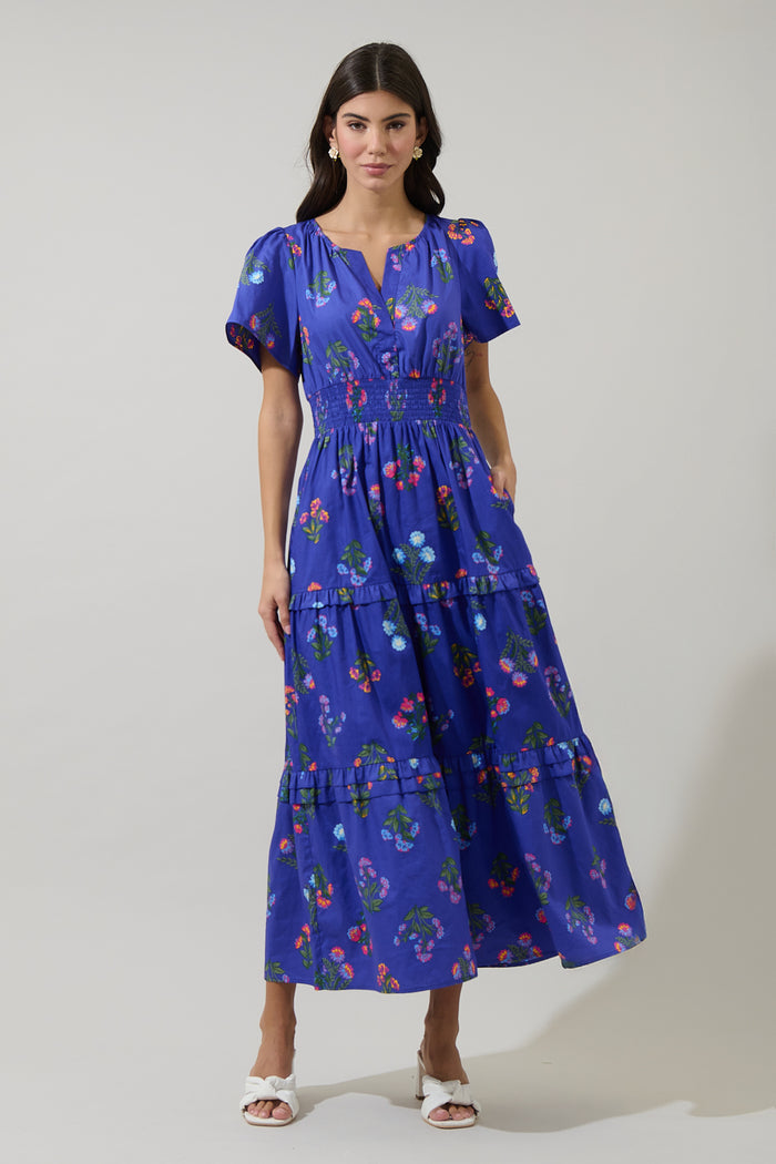 Clemen Floral Palmer Poplin Tiered Maxi Dress