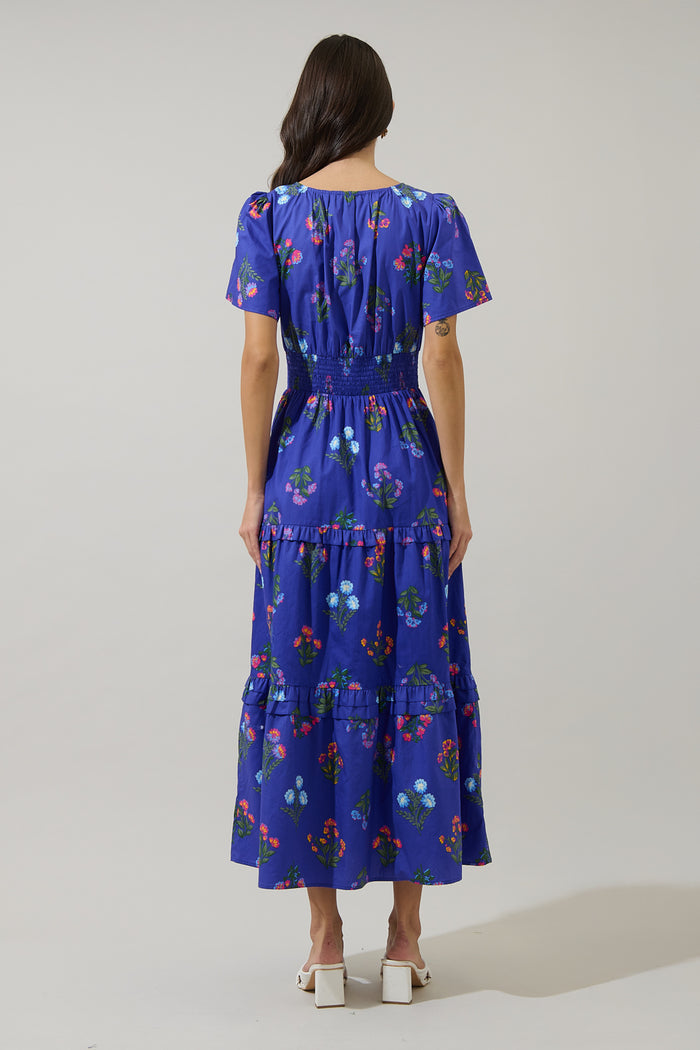 Clemen Floral Palmer Poplin Tiered Maxi Dress
