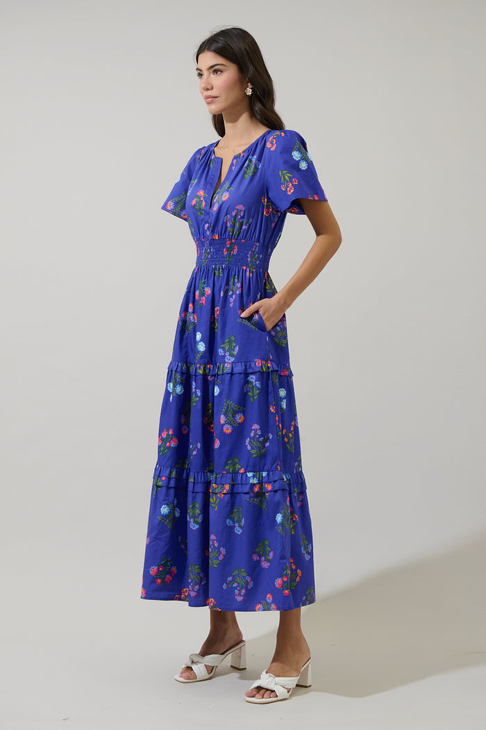 Clemen Floral Palmer Poplin Tiered Maxi Dress