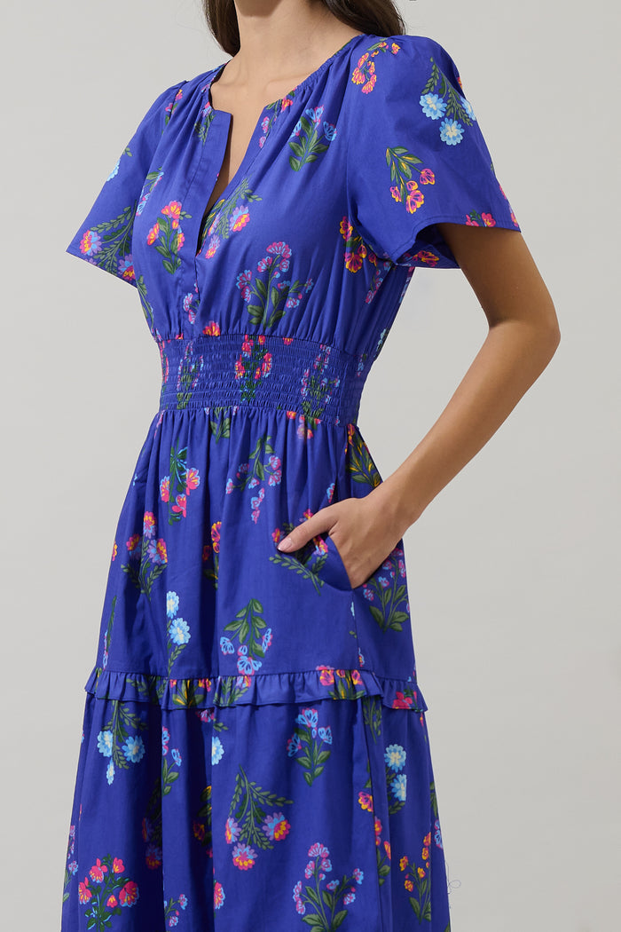 Clemen Floral Palmer Poplin Tiered Maxi Dress