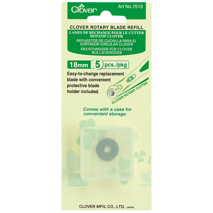 Clover Rotary Blade: Refill Pack: 18mm x 5 - Rotary Cutter