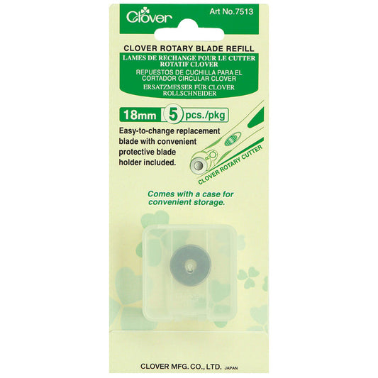 Clover Rotary Blade: Refill Pack: 18mm x 5 - Rotary Cutter