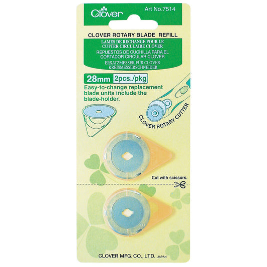 Clover Rotary Blades: Refill Pack: 28mm x 2 - Rotary Cutter
