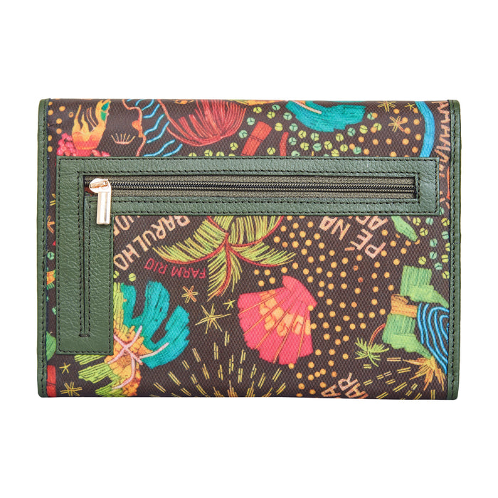 Women's coastal trifold travel wallet for daily use and trips-back view