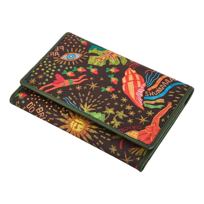 Women's coastal trifold travel wallet for daily use and trips-full front view