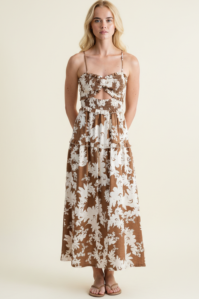 Cocoa Bloom Smocked Maxi Dress