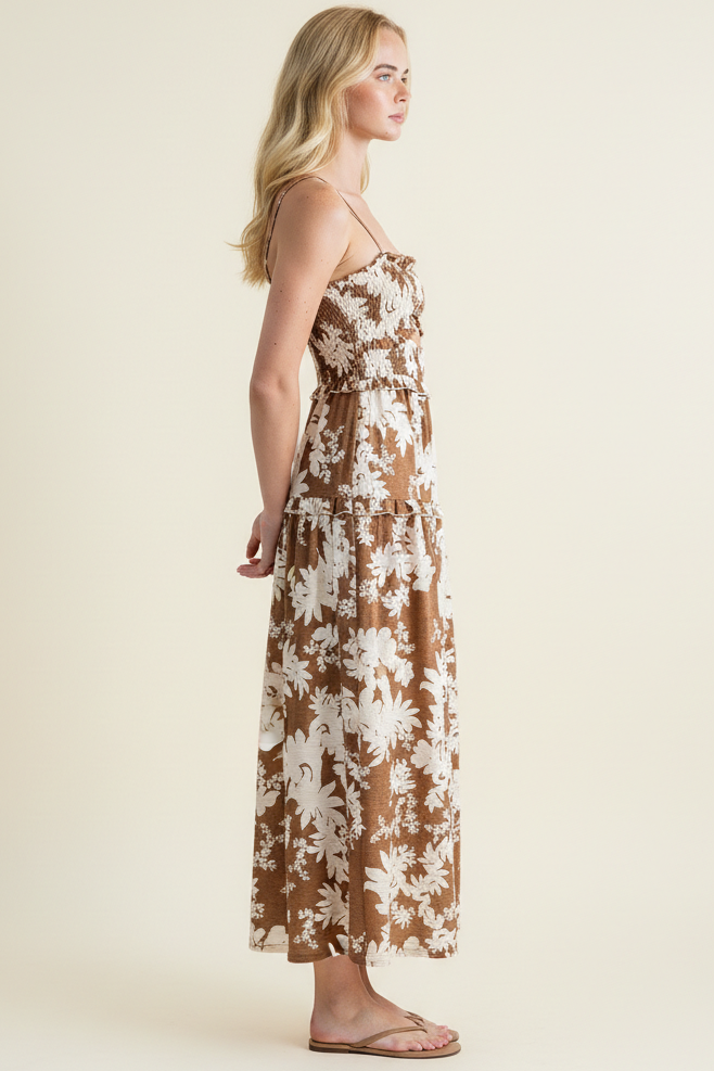 Cocoa Bloom Smocked Maxi Dress