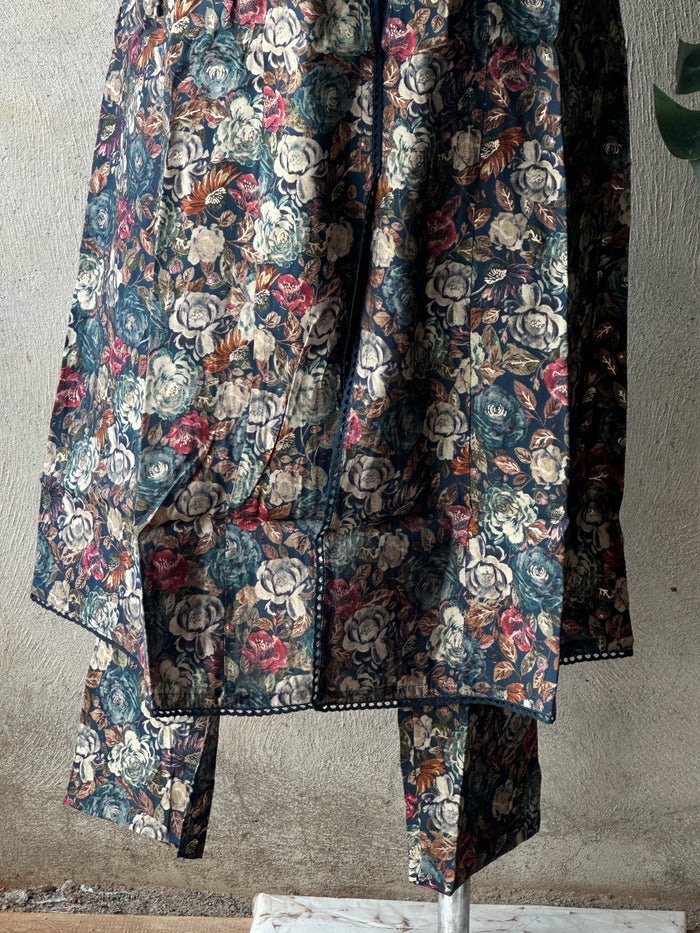 Collar neck printed modal silk co-ords