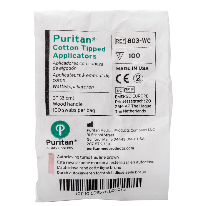 Cotton Applicators Puritan Non Sterile 3'' 100/pkg