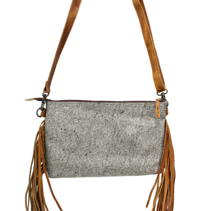 Cowhide Leather Zippered Cross Body with Fringe