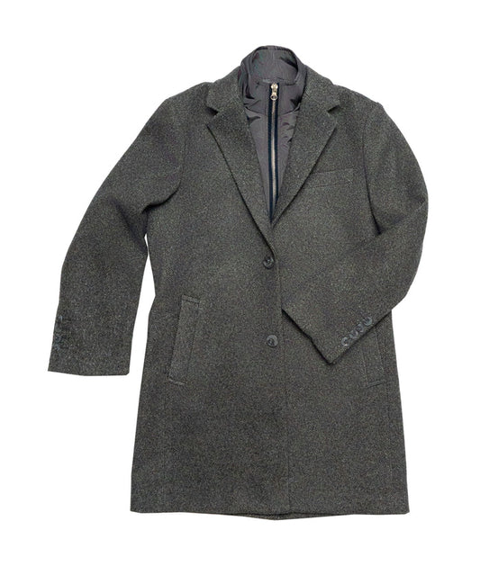 CT1031- Gray Tweed Coat with Removable Vest Insert