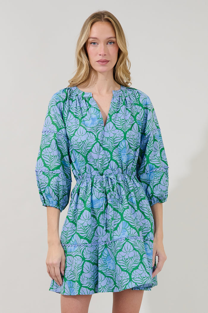 Dabria Split Neck Mini Dress Floral