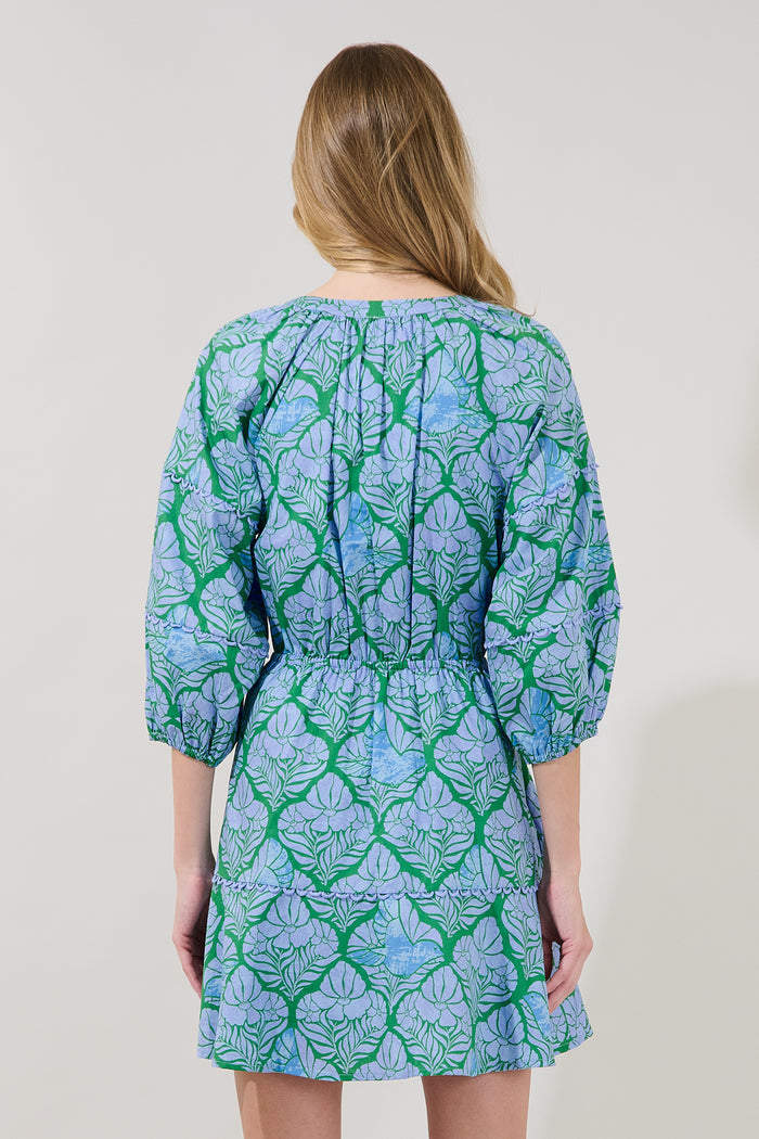 Dabria Split Neck Mini Dress Floral