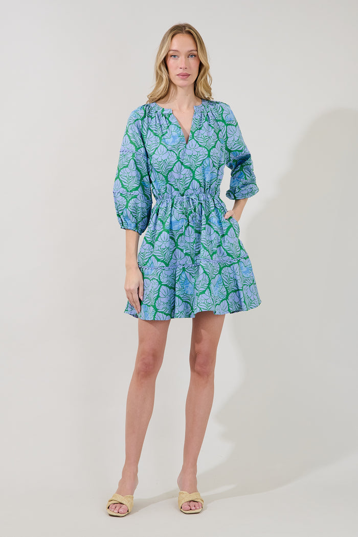 Dabria Split Neck Mini Dress Floral