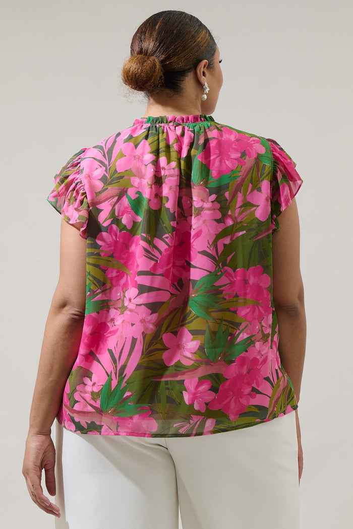 Dandi Floral Veda Cap Sleeve Top Curve