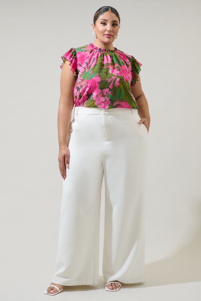Dandi Floral Veda Cap Sleeve Top Curve