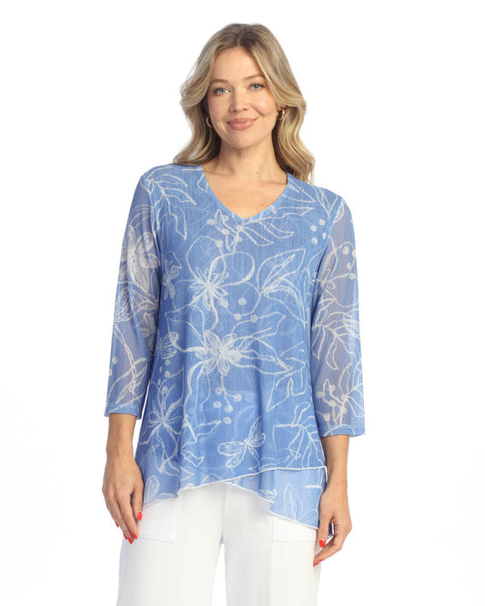 "Darling" Crepe Mesh Criss Cross Hem Tunic Top - CM2-2076 - Limited Sizes!