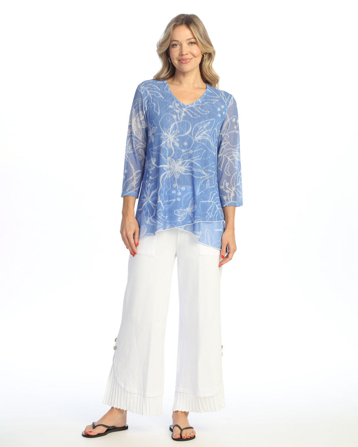 "Darling" Crepe Mesh Criss Cross Hem Tunic Top - CM2-2076 - Limited Sizes!