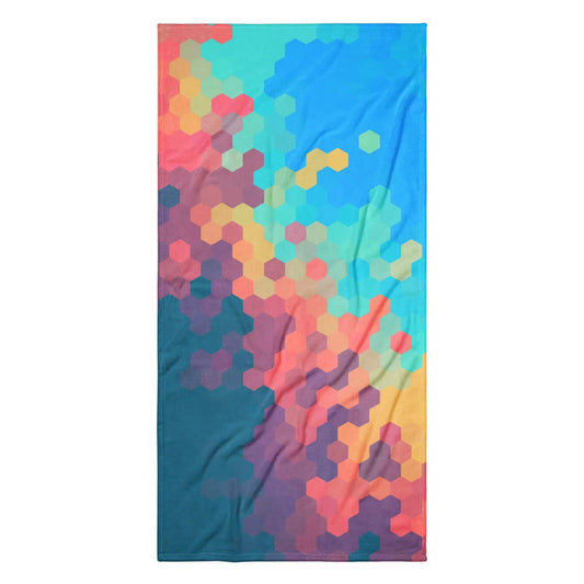 A mesmerizing geometric abstraction utilizes a tightly interlocked honeycomb tessellation to create a fluid, pixelated gradient. Contact us with accessibility feedback, we'd love to help!