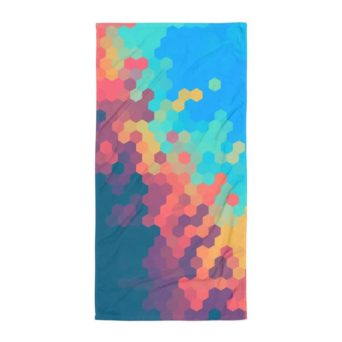 Day Break Beach Towel in Prismatic Digital Sunrise. REACH Compliant, Zero-Wastewater Printing, Made-to-Order (Zero Overproduction).