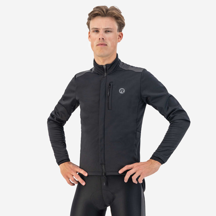 Rogelli Deep Winter fietsjack heren zwart gedragen voorkant.