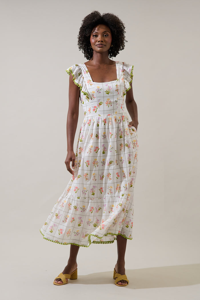 Diane Floral Maira Tie Back Midi Dress