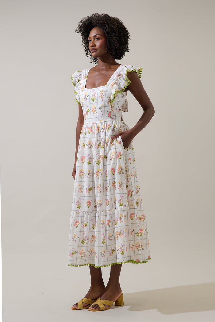 Diane Floral Maira Tie Back Midi Dress