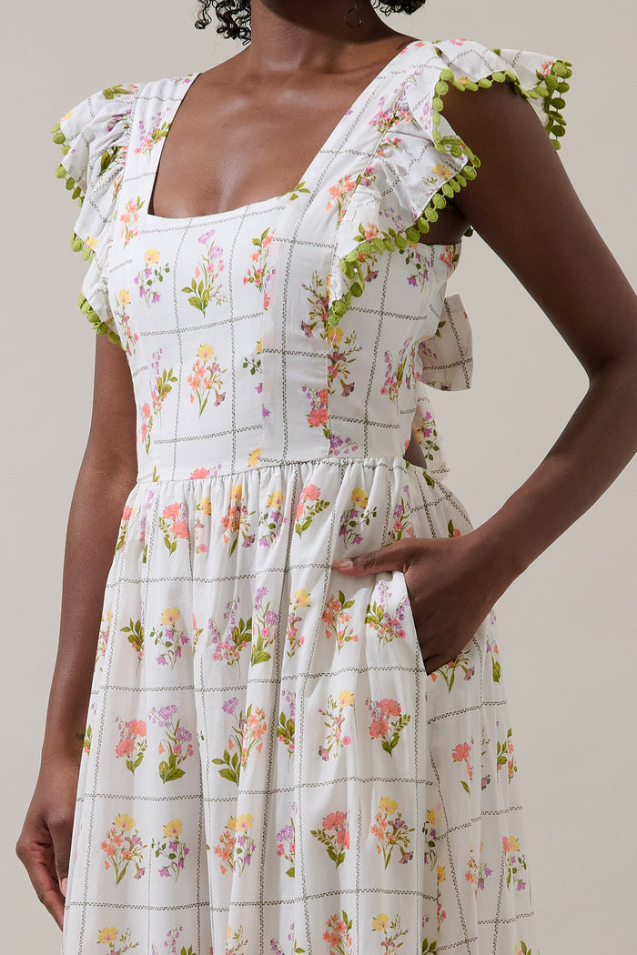 Diane Floral Maira Tie Back Midi Dress