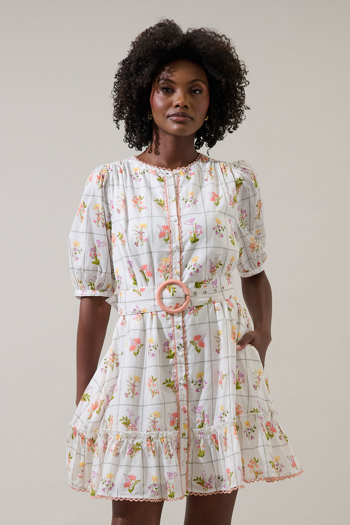 Diane Floral Redna Button Down Mini Dress