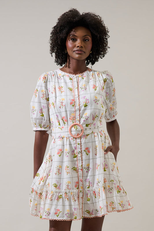 Diane Floral Redna Button Down Mini Dress