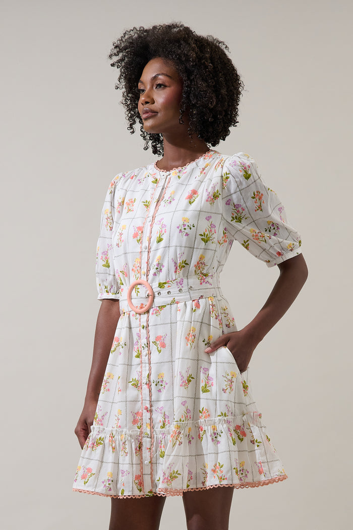 Diane Floral Redna Button Down Mini Dress