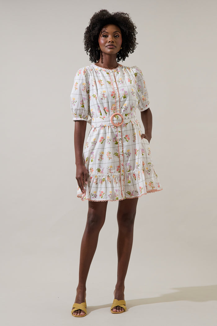 Diane Floral Redna Button Down Mini Dress