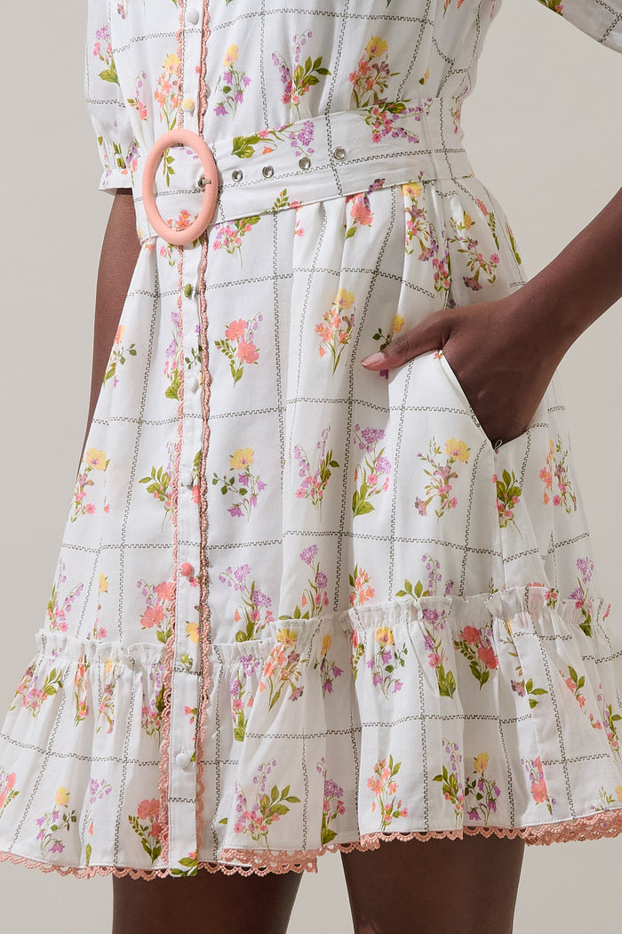 Diane Floral Redna Button Down Mini Dress