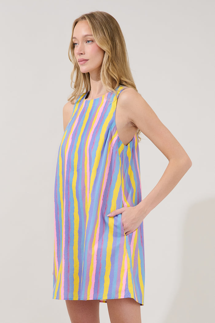 Dillary Striped Shift Mini Dress