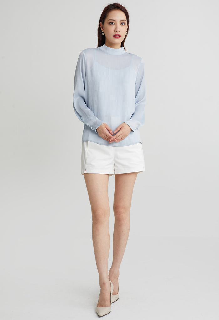 Double Lining Mock Neck Top