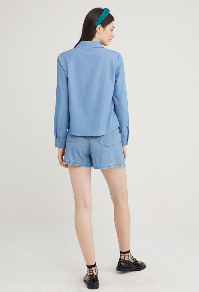 Double Pocket Button Up Blouse