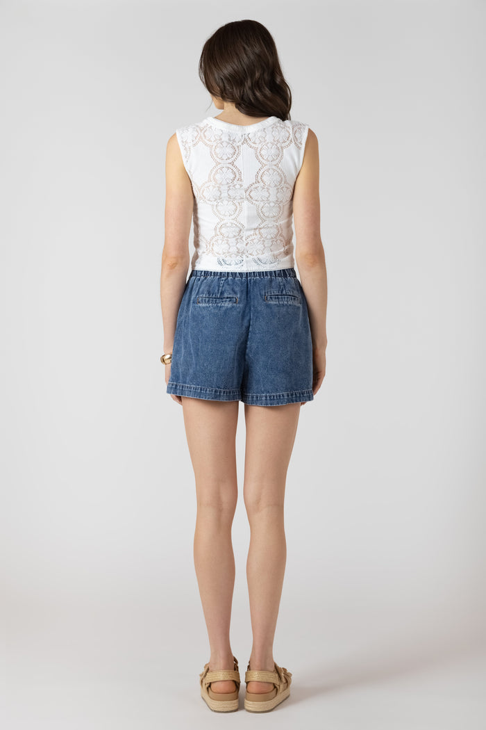 Drawstring Denim Shorts