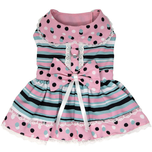 Dress | Pink & Teal Stripe Dots