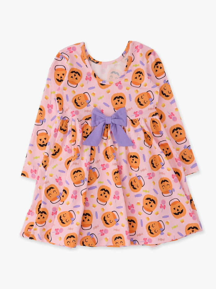 Dress Pumpkin Boo Crew Knit Long Sleeve Twirl Girls