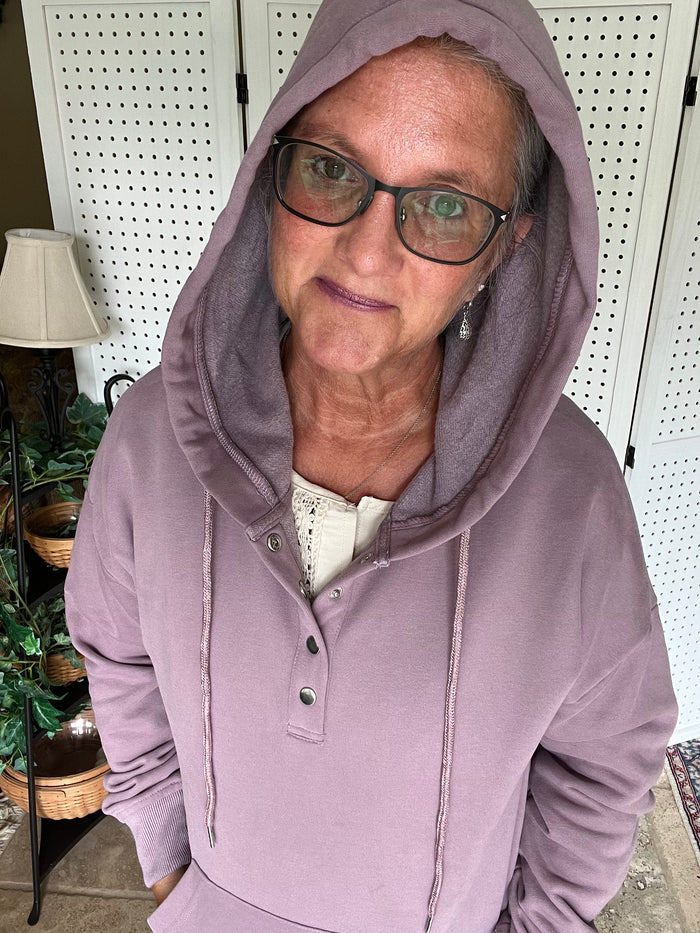 Dropped Shoulder Long Sleeve Hoodie with Pocket - 9 colors