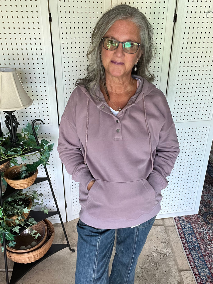 Dropped Shoulder Long Sleeve Hoodie with Pocket - 9 colors