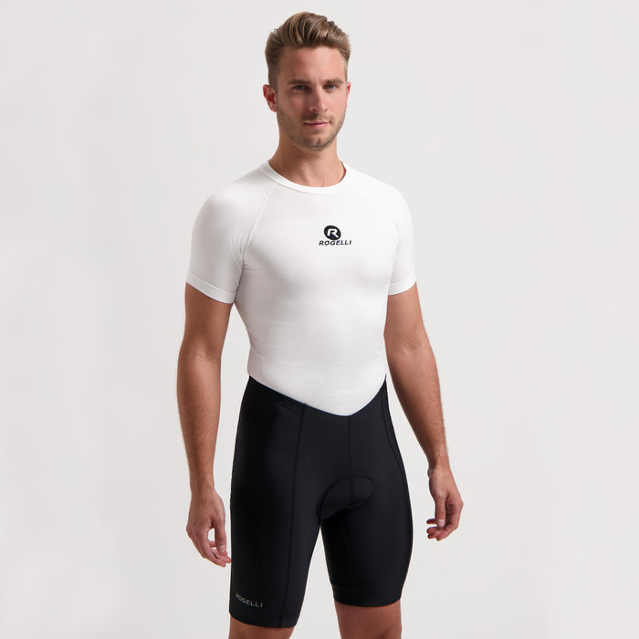 Rogelli Econ korte fietsbroek zonder bretels heren zwart gedragen voorkant.