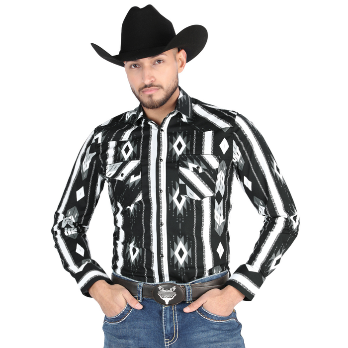 El General Men’s Multicolor Aztec Print Western Shirt – Front View