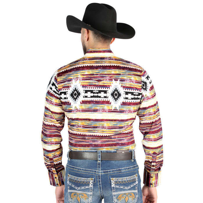 El General Men’s Multicolor Aztec Print Western Shirt – back view