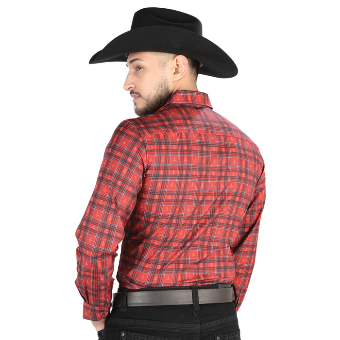 El General Men’s Red plaid long-sleeve Western button-down shirt