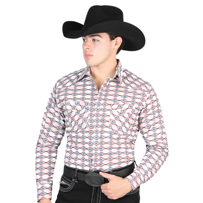 El General Men’s Multicolor Aztec Print Western Shirt – Front View