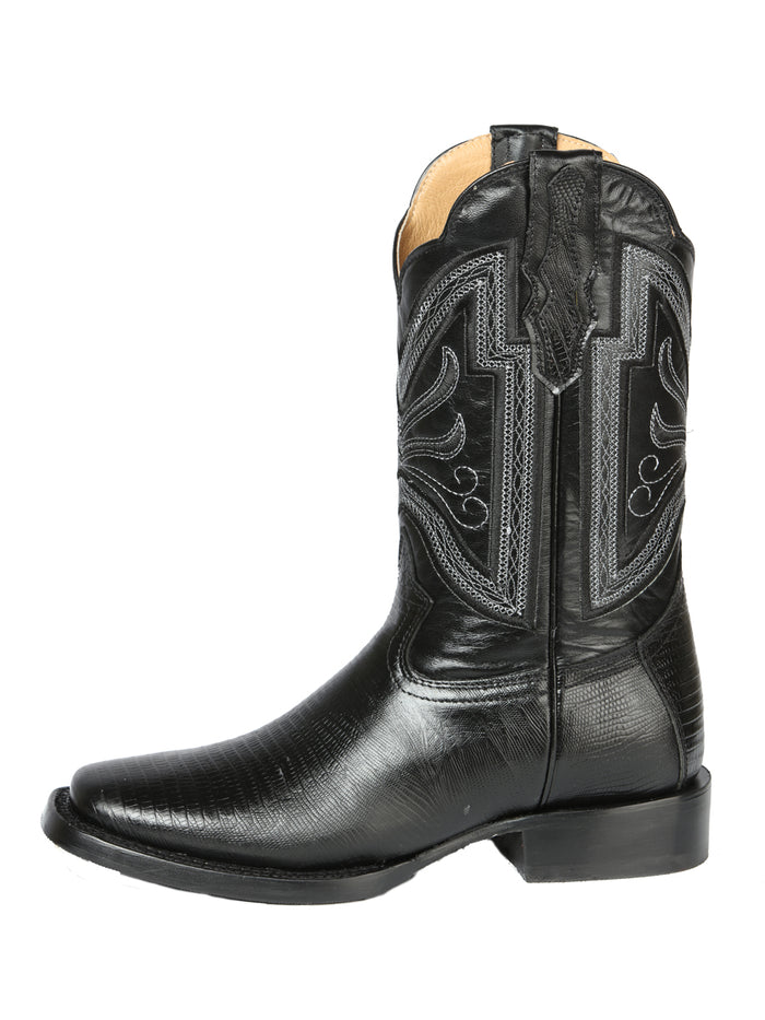 El General Men's Rodeo Boot - Imitation Lizard - Black