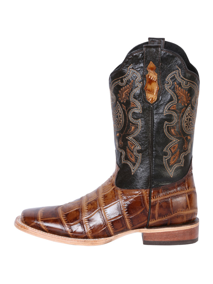 El General Rodeo Leather Boot - Imitation Caiman Print Light Brown